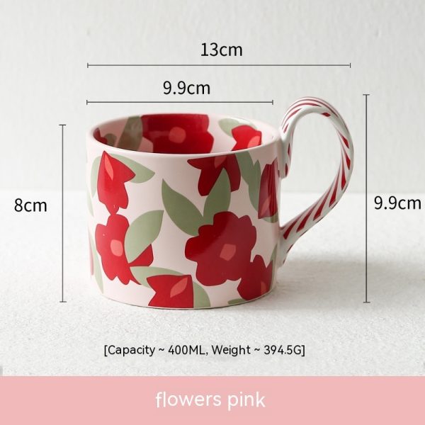 Flower Large Capacity Ceramic Water Cup Mug