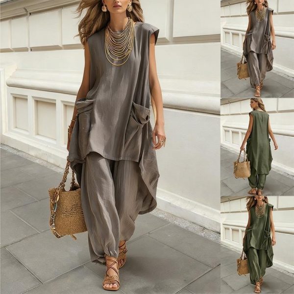 Sleeveless Top and Trousers Set