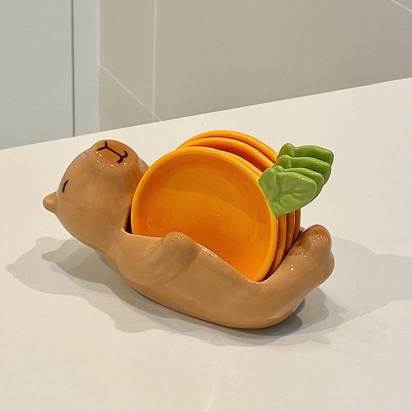 Capybara & Carrot Ceramic Dipping Sauce Dish Set