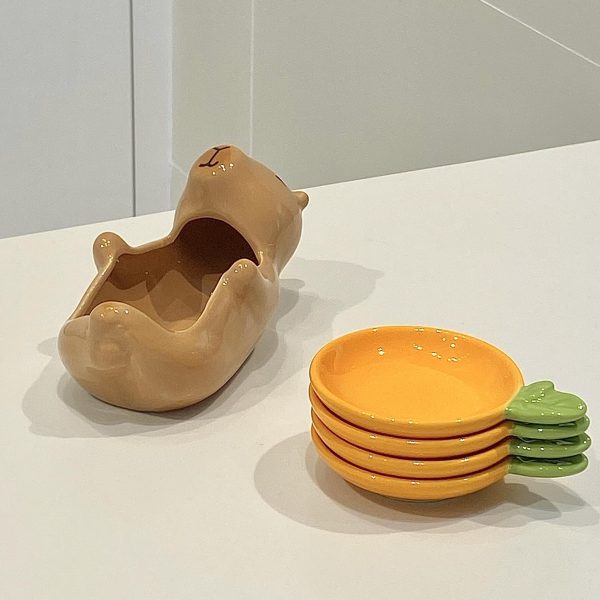 Capybara & Carrot Ceramic Dipping Sauce Dish Set