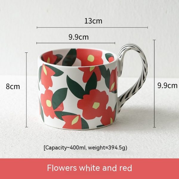 Flower Large Capacity Ceramic Water Cup Mug