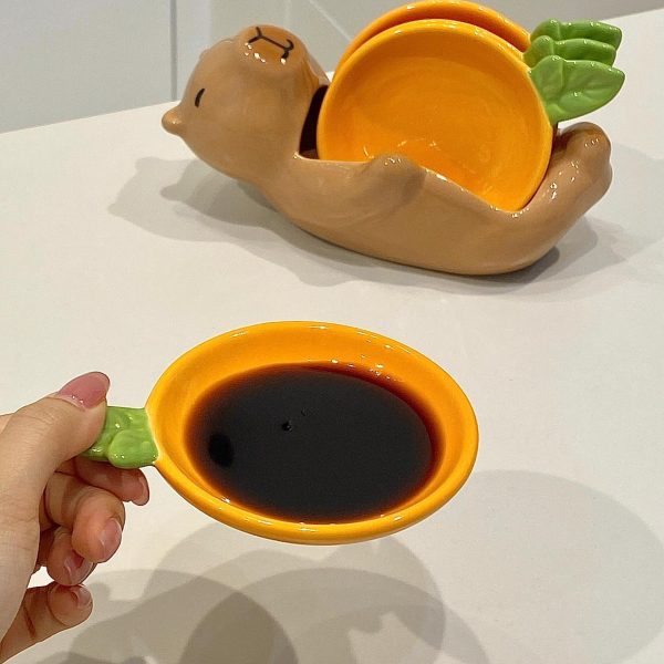Capybara & Carrot Ceramic Dipping Sauce Dish Set