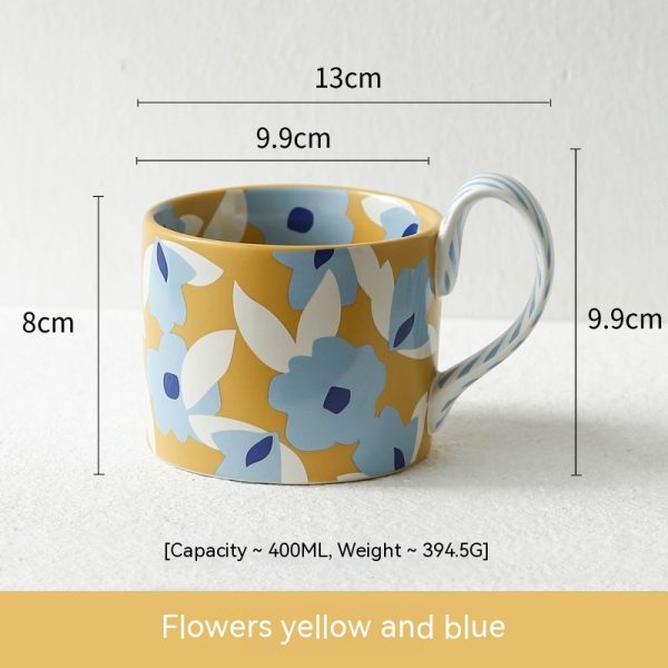 Flower Large Capacity Ceramic Water Cup Mug
