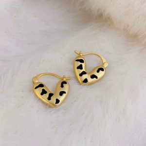 Leopard Print Heart Ear Clips