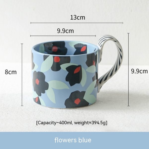 Flower Large Capacity Ceramic Water Cup Mug