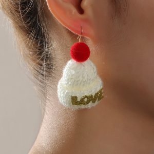 Cute Knitted Christmas Hat Earrings