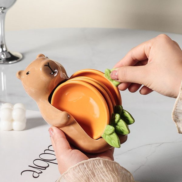Capybara & Carrot Ceramic Dipping Sauce Dish Set