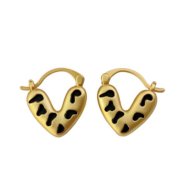 Leopard Print Heart Ear Clips