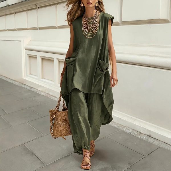 Sleeveless Top and Trousers Set