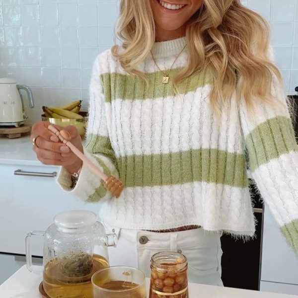 Wave Pattern Knit Sweater