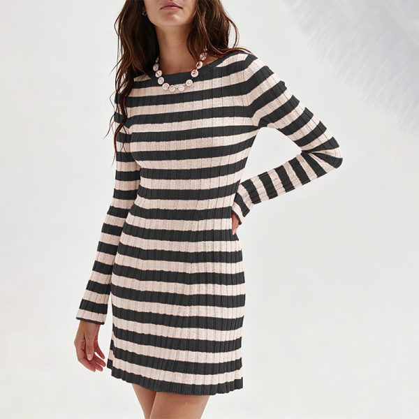 Striped Knit Sweater Dress