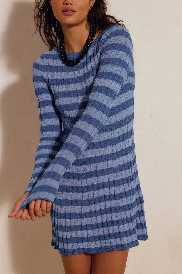 Striped Knit Sweater Dress