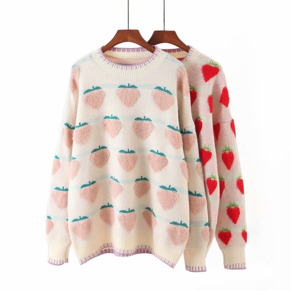 Strawberry Jacquard Pullover