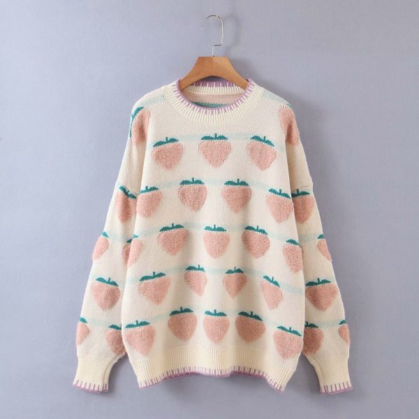 Strawberry Jacquard Pullover