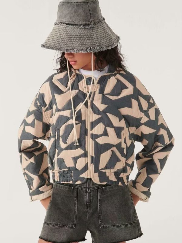 Geometric Print Padded Jacket