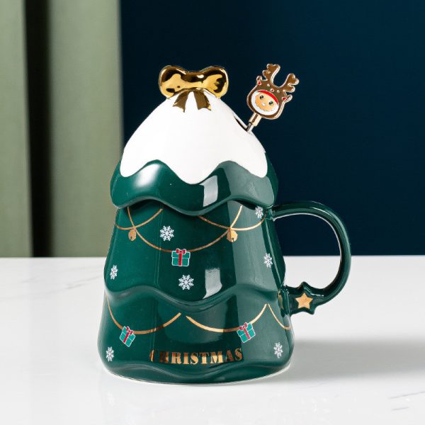 Christmas Ceramic Mug with Lid and Spoon – 500ml