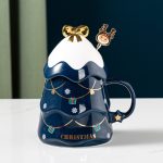 Christmas Ceramic Mug with Lid and Spoon – 500ml