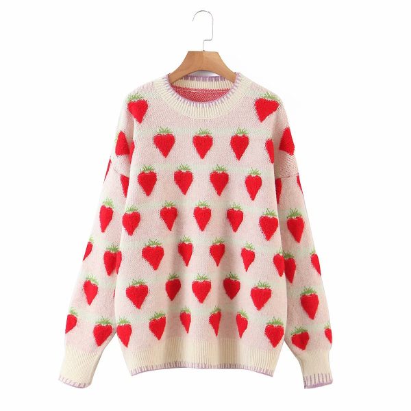 Strawberry Jacquard Pullover