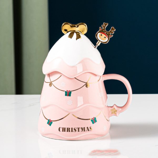 Christmas Ceramic Mug with Lid and Spoon – 500ml
