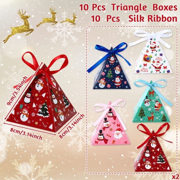 Christmas Triangle Candy Boxes – Santa & Snowman Treat Boxes