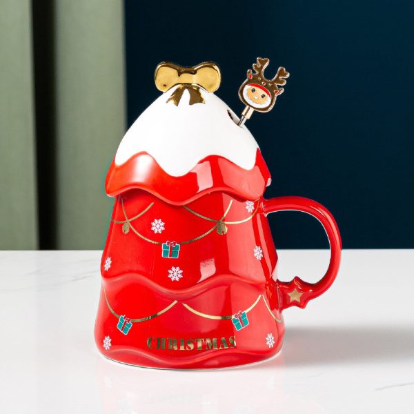 Christmas Ceramic Mug with Lid and Spoon – 500ml
