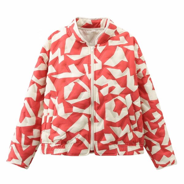 Geometric Print Padded Jacket