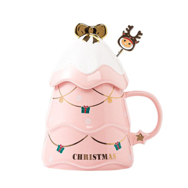 Christmas Ceramic Mug with Lid and Spoon – 500ml