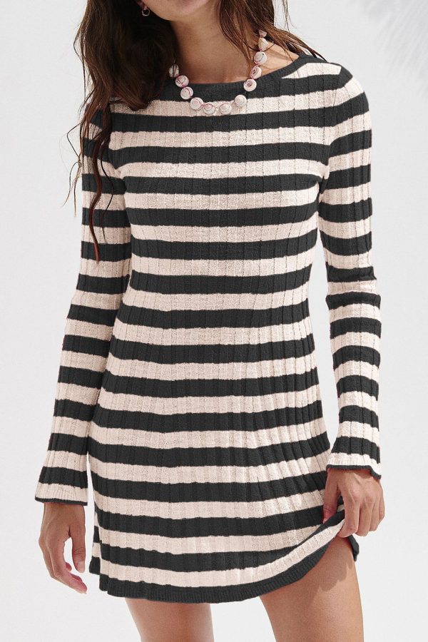 Striped Knit Sweater Dress