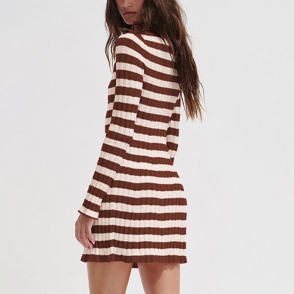 Striped Knit Sweater Dress