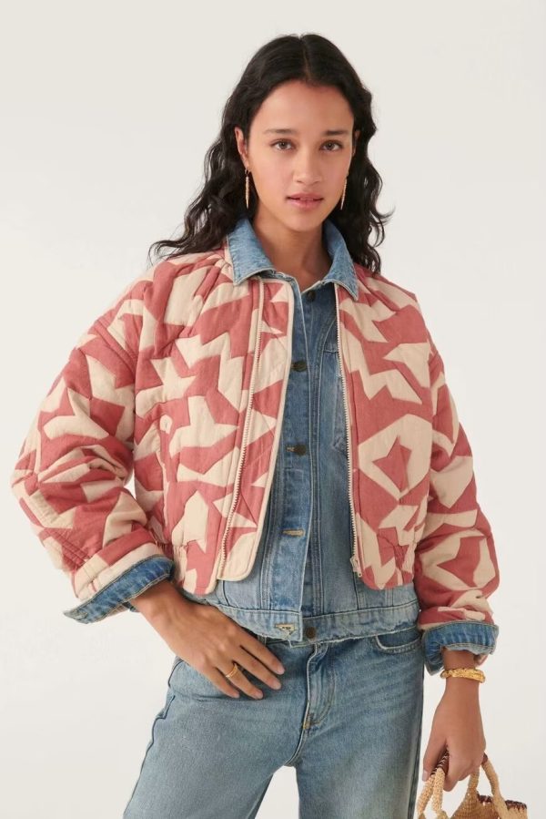 Geometric Print Padded Jacket