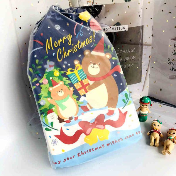 Christmas Drawstring Gift Bags β Bear Design, Set of 5