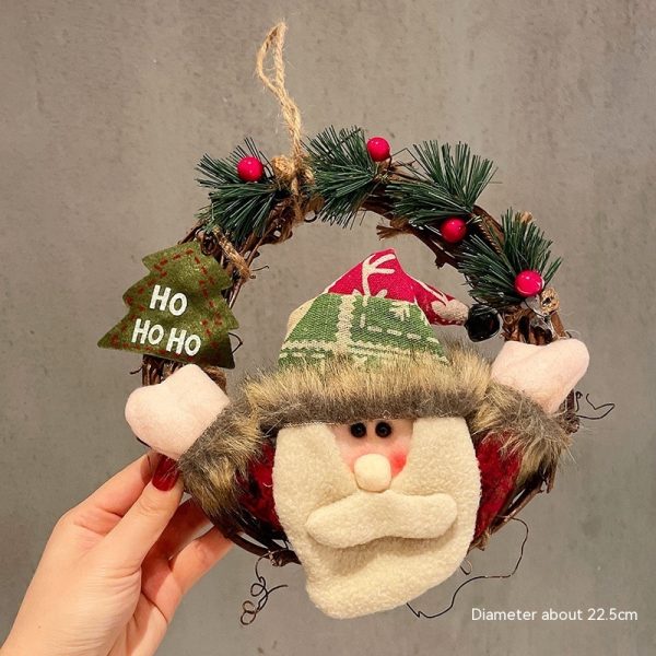 Christmas Rattan Wreath – Santa, Snowman & Elk Door Hanger