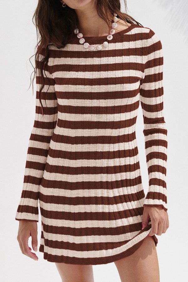 Striped Knit Sweater Dress