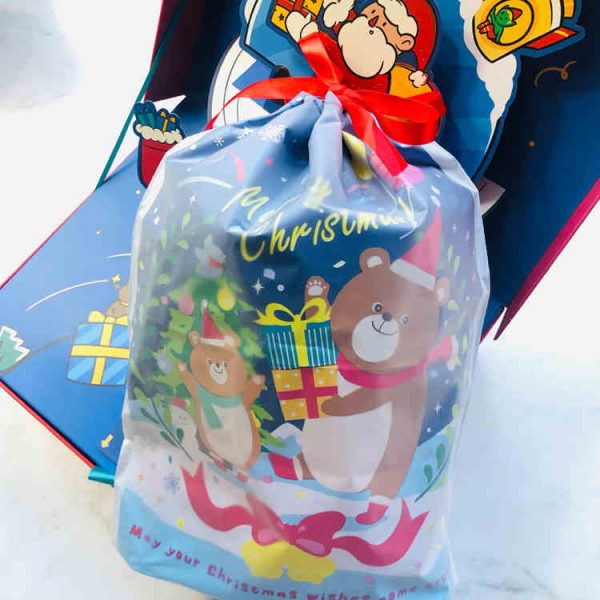 Christmas Drawstring Gift Bags β Bear Design, Set of 5