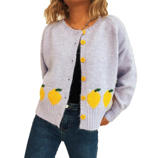 Lemon Jacquard Button Sweater