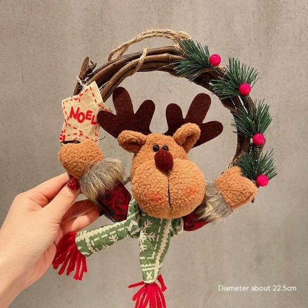 Christmas Rattan Wreath – Santa, Snowman & Elk Door Hanger