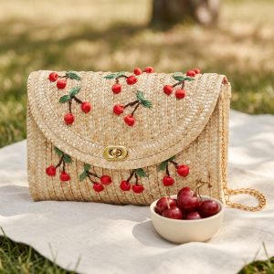 Cherry straw bag