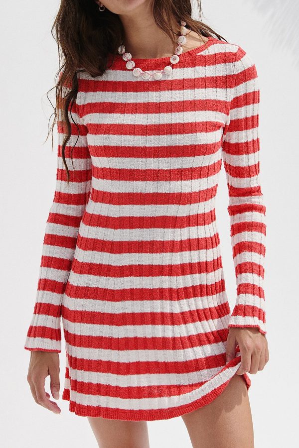 Striped Knit Sweater Dress