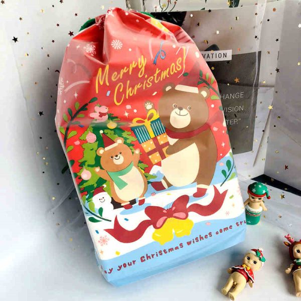 Christmas Drawstring Gift Bags β Bear Design, Set of 5