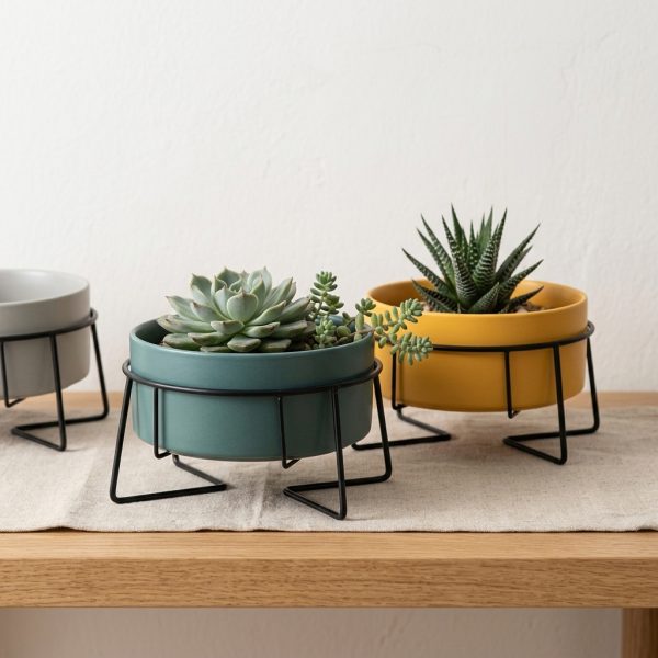 Low Ceramic Succulent Planter & Pet Bowl