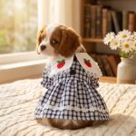 Plaid Dog Dress with Apple Collar