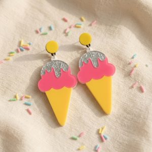 Playful Acrylic Drop Earrings – Ice Cream or Banana