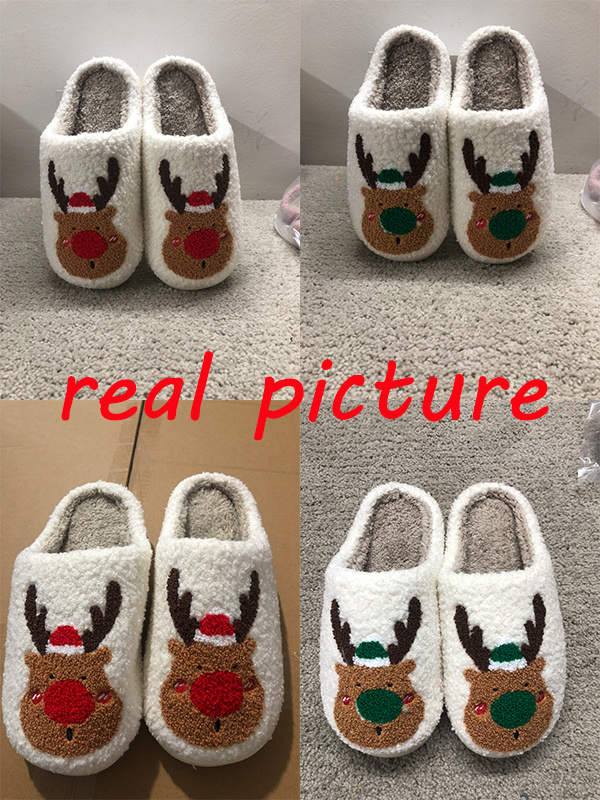 Christmas Reindeer Slippers – Warm Plush House Shoes