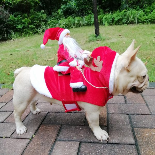 Christmas Dog Jumper – Santa Riding Reindeer Knit