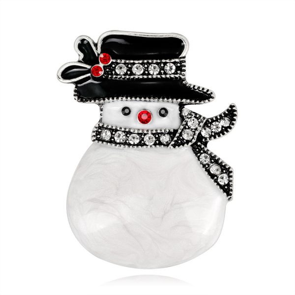 Christmas Snowman Brooch – Gold or Silver