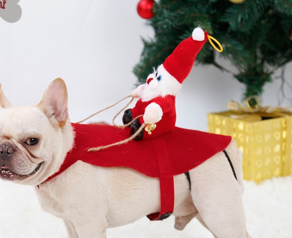 Christmas Dog Jumper – Santa Riding Reindeer Knit