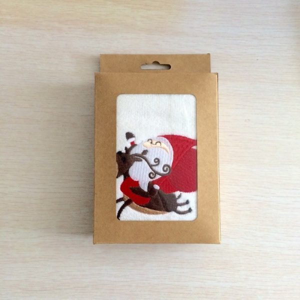 Christmas Embroidered Tea Towel – Cotton
