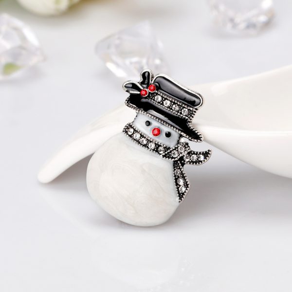 Christmas Snowman Brooch – Gold or Silver