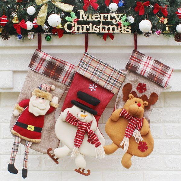 Christmas Stocking Gift Bag – Santa, Snowman & Elk