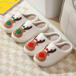 Christmas Reindeer Slippers – Warm Plush House Shoes